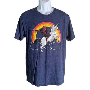 Deadpool T-Shirt Size Large‎ Marvel Comics Unicorn Rainbow Fantasy Comic Tee